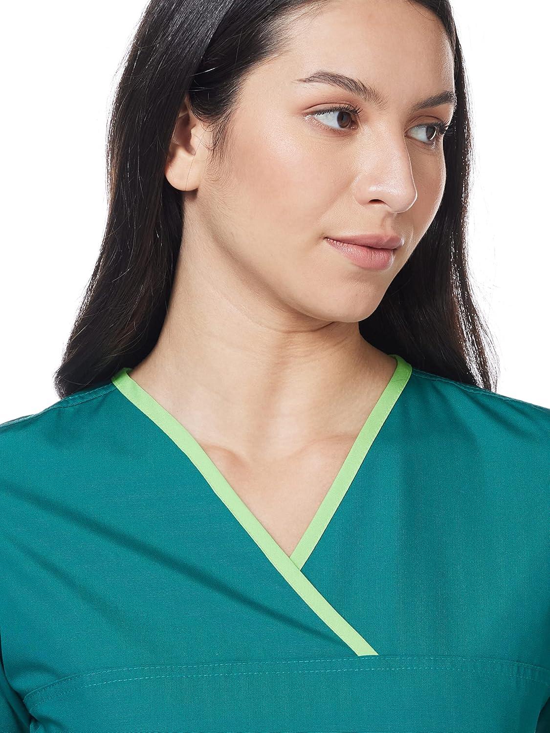 imageWonderWink Womens Scrubs Charlie 5 Pocket YNeck Wrap TopHunter Green