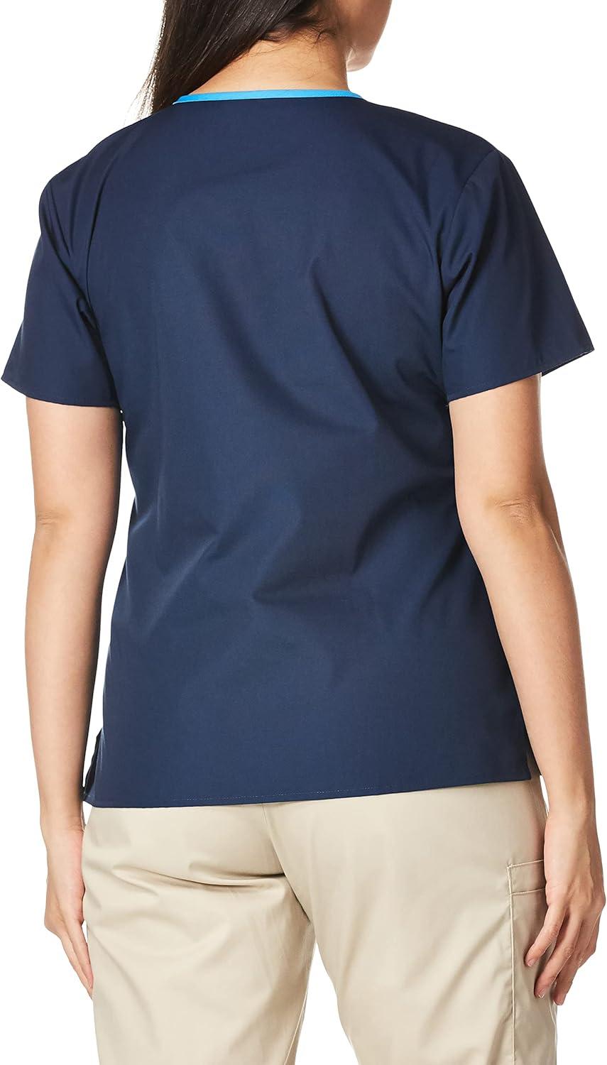 imageWonderWink Womens Scrubs Charlie 5 Pocket YNeck Wrap TopNavy