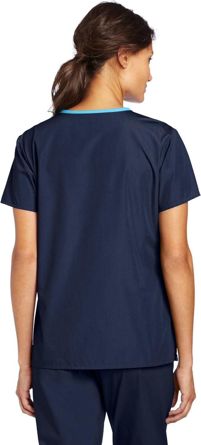 imageWonderWink Womens Scrubs Charlie 5 Pocket YNeck Wrap TopNavy