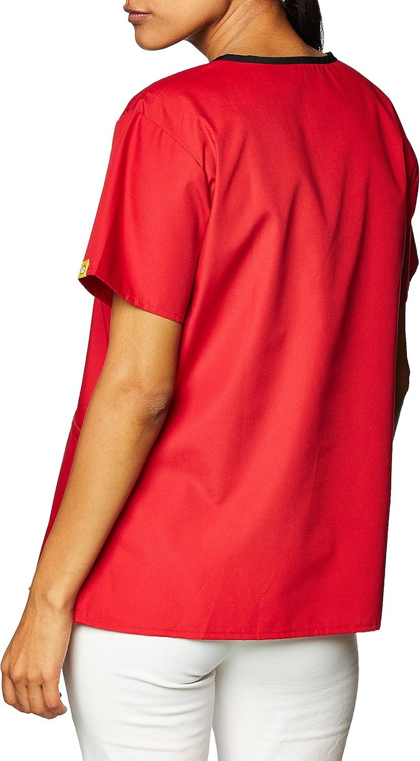 imageWonderWink Womens Scrubs Charlie 5 Pocket YNeck Wrap TopRed