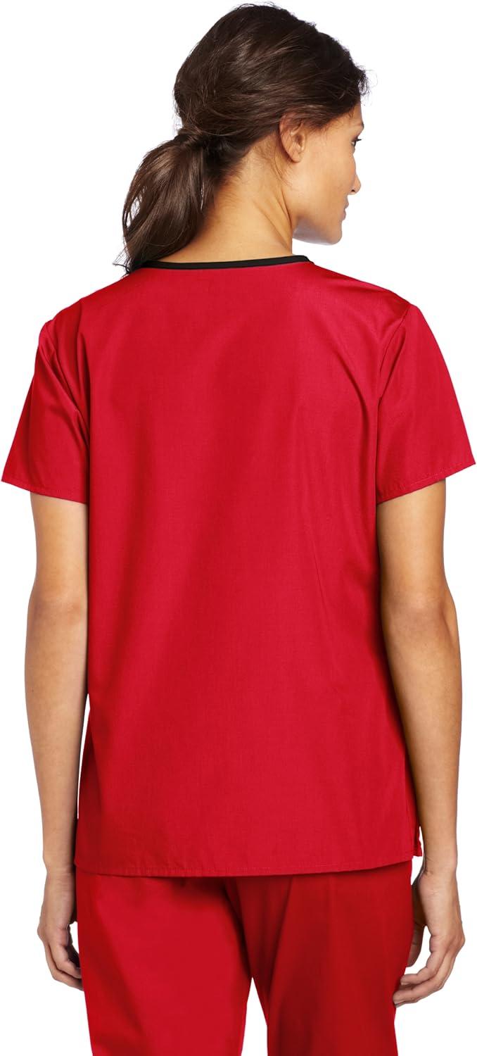 imageWonderWink Womens Scrubs Charlie 5 Pocket YNeck Wrap TopRed