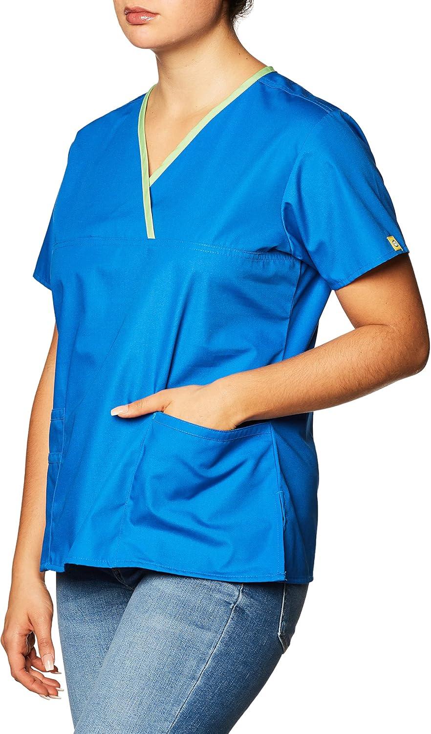 imageWonderWink Womens Scrubs Charlie 5 Pocket YNeck Wrap TopRoyal