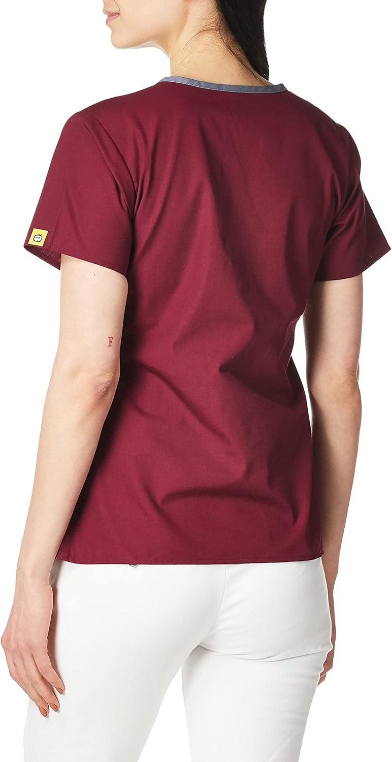 imageWonderWink Womens Scrubs Charlie 5 Pocket YNeck Wrap TopWine