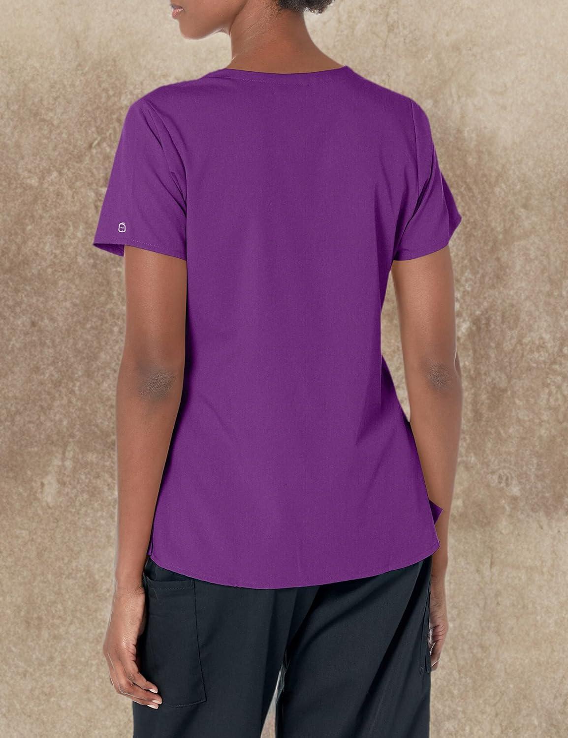 imageWonderWink Womens Womens 4 Pocket Notch Neck Scrub TopEggplant