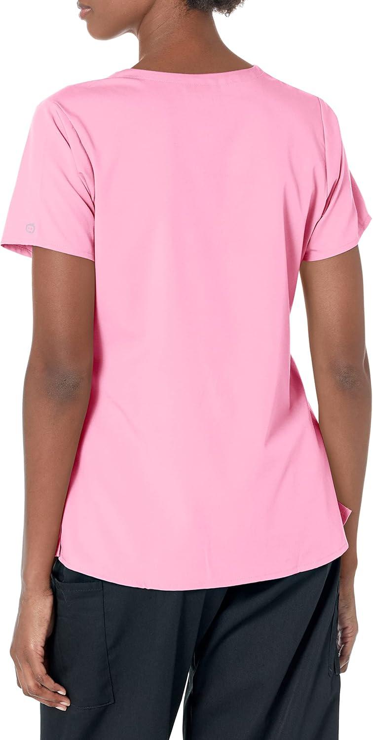imageWonderWink Womens Womens 4 Pocket Notch Neck Scrub TopPink Blossom