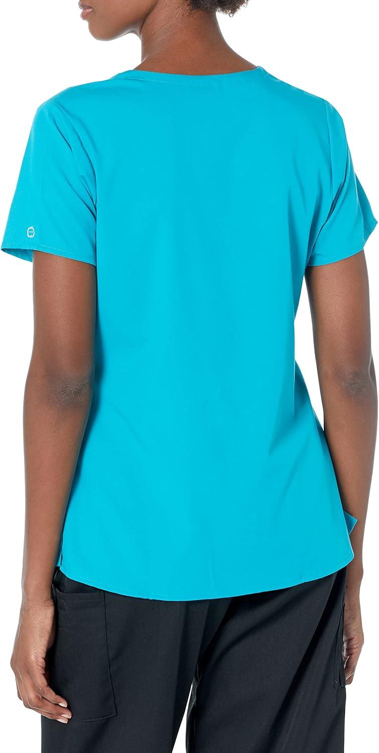 imageWonderWink Womens Womens 4 Pocket Notch Neck Scrub TopTeal Blue