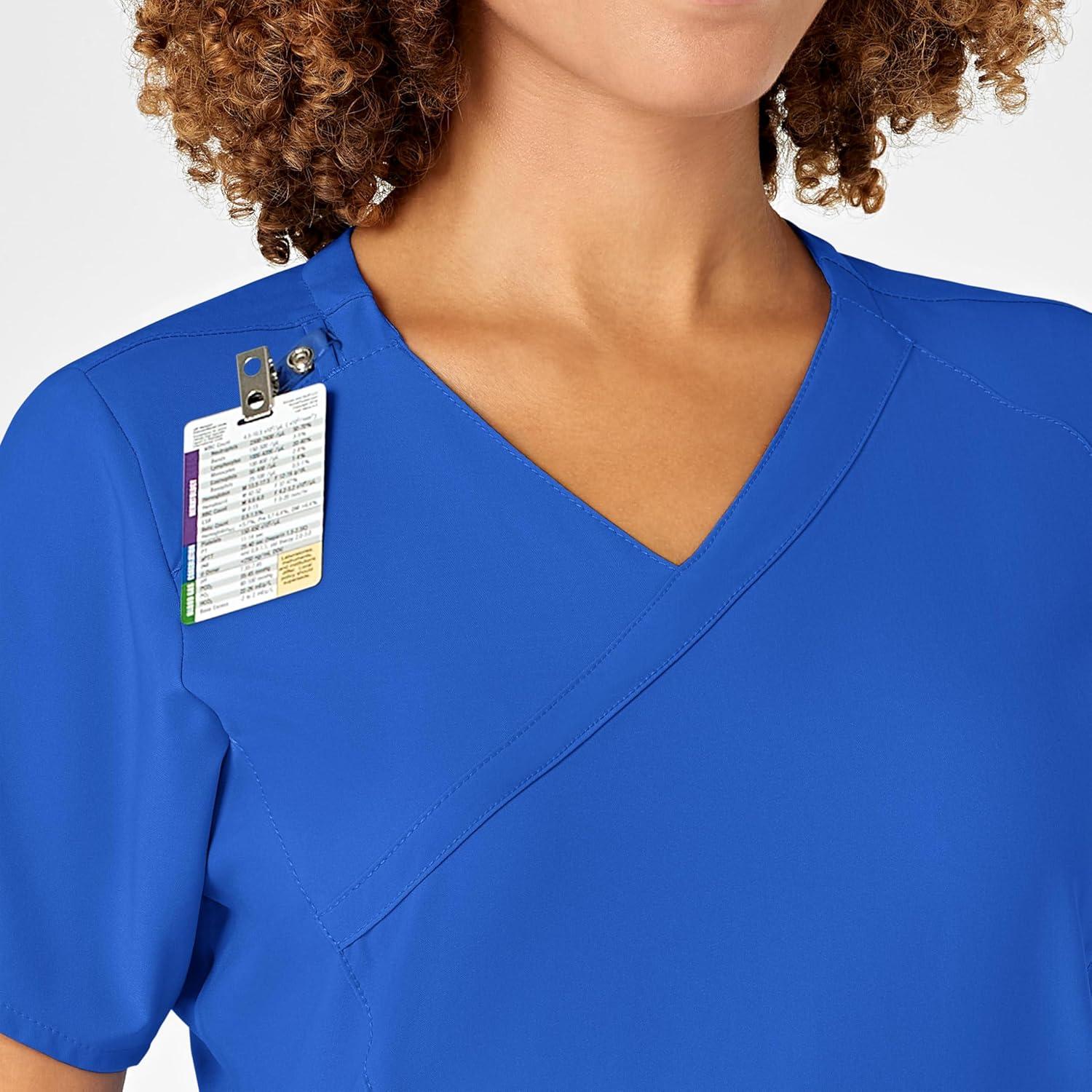 imageWonderWink Womens Womens Mock Wrap Scrub TopRoyal