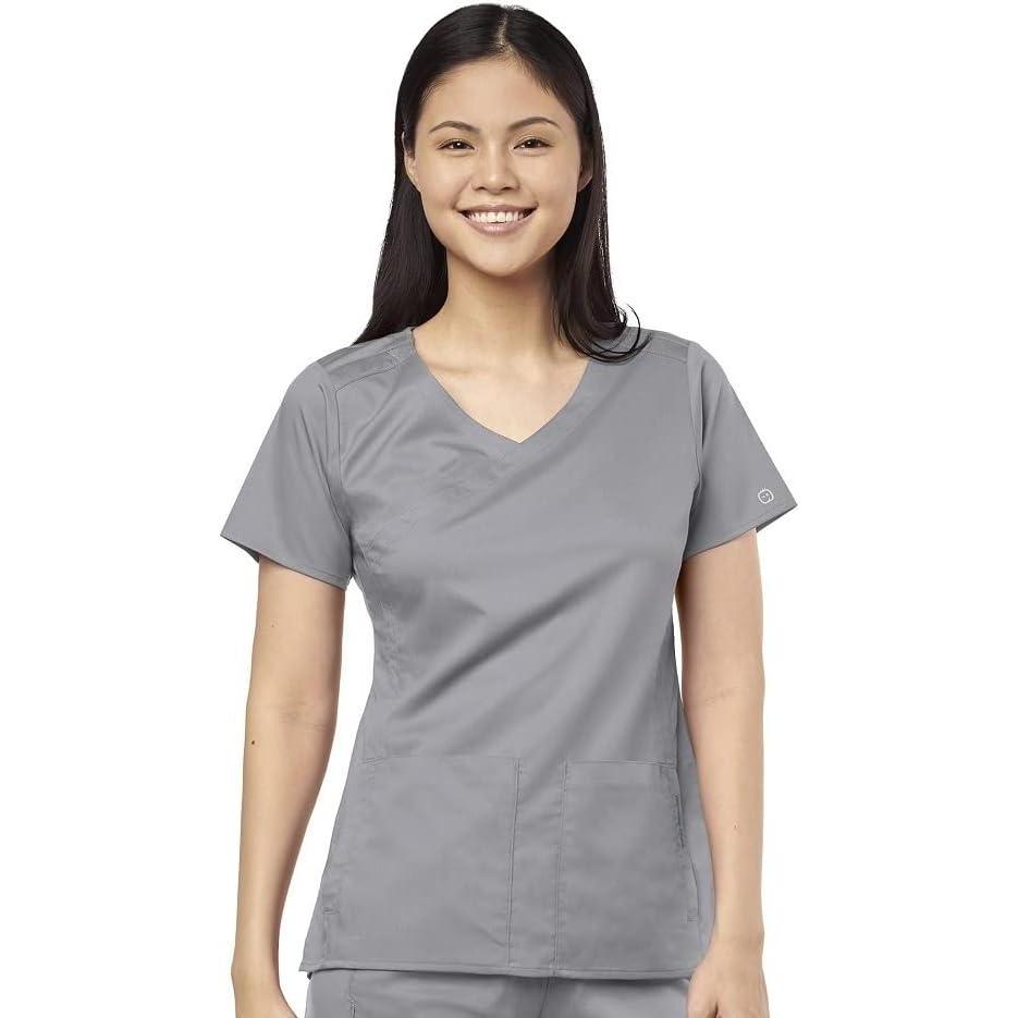 imageWonderWink Womens 4Pocket Mock Wrap TopGrey