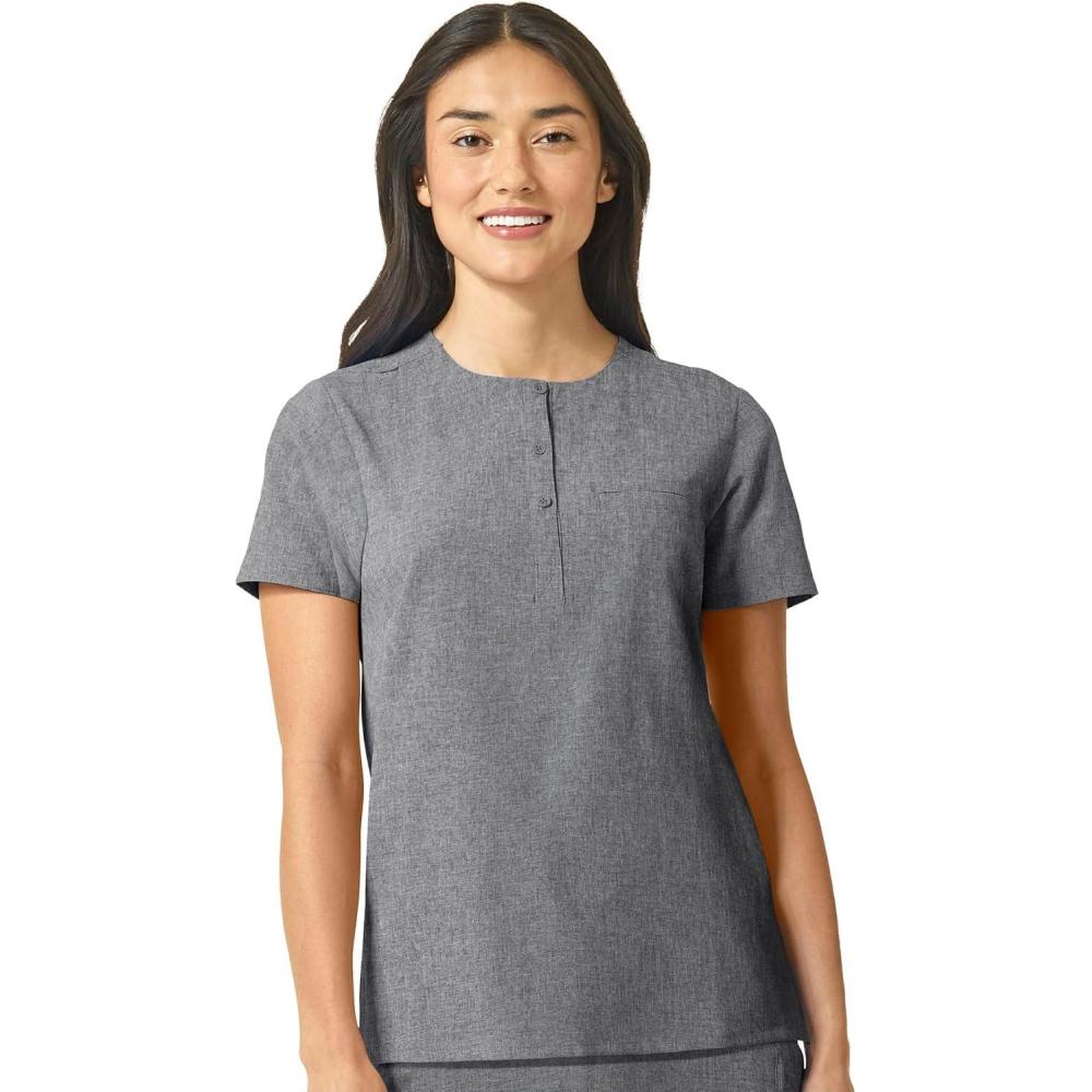 imageWonderWink Womens Mandarin Collar Tuckin TopGrey Heather