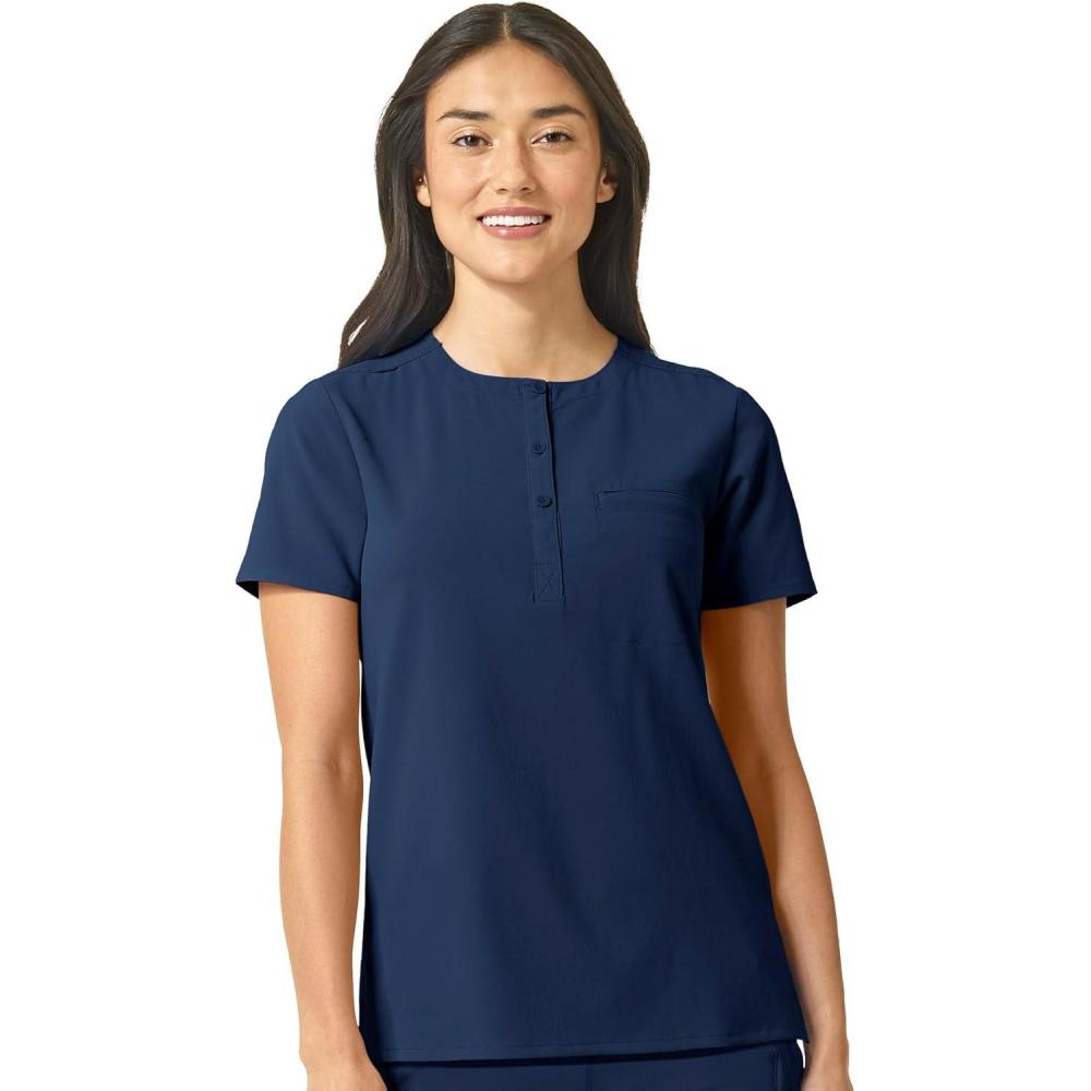 imageWonderWink Womens Mandarin Collar Tuckin TopNavy