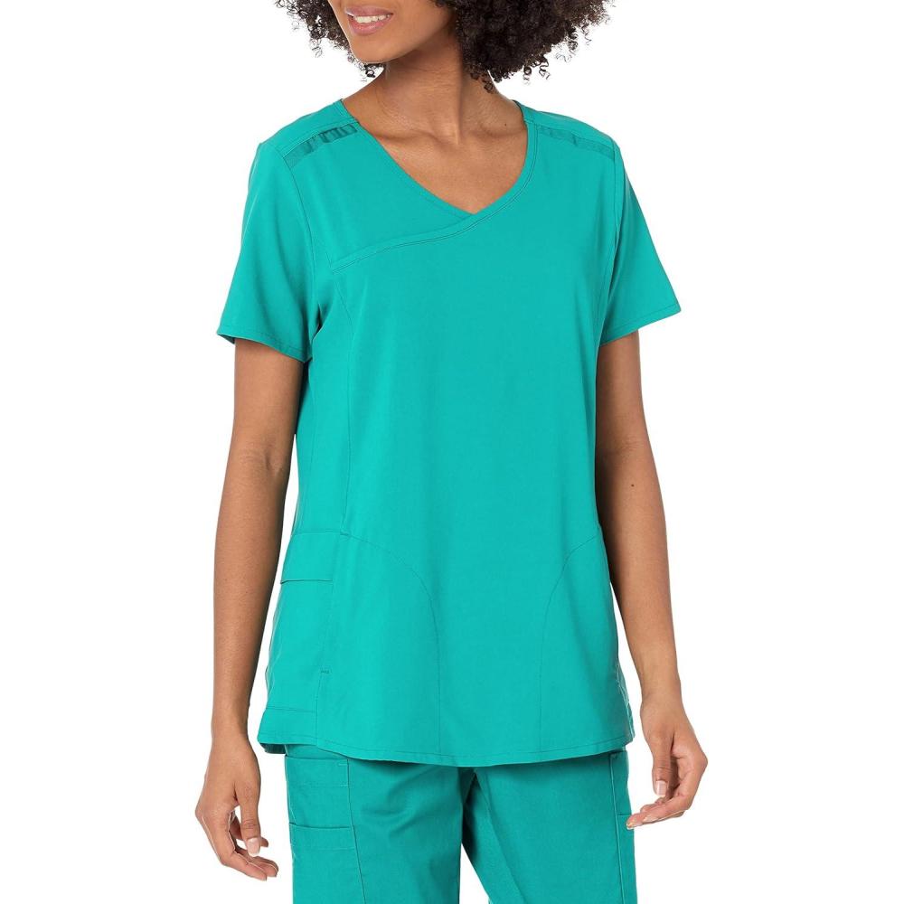 imageWonderWink Womens Mock Wrap Scrub TopTeal Blue