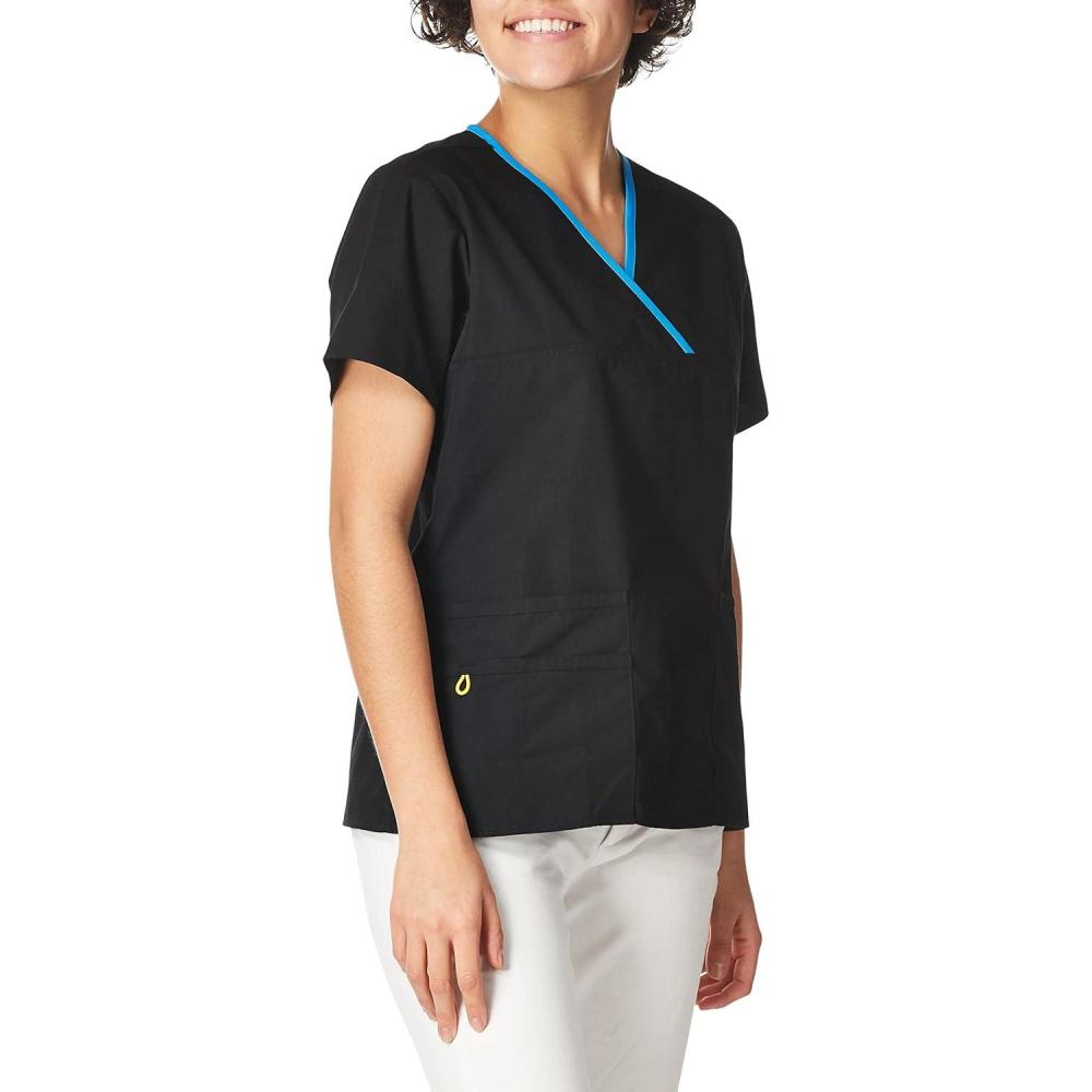 imageWonderWink Womens Scrubs Charlie 5 Pocket YNeck Wrap TopBlack
