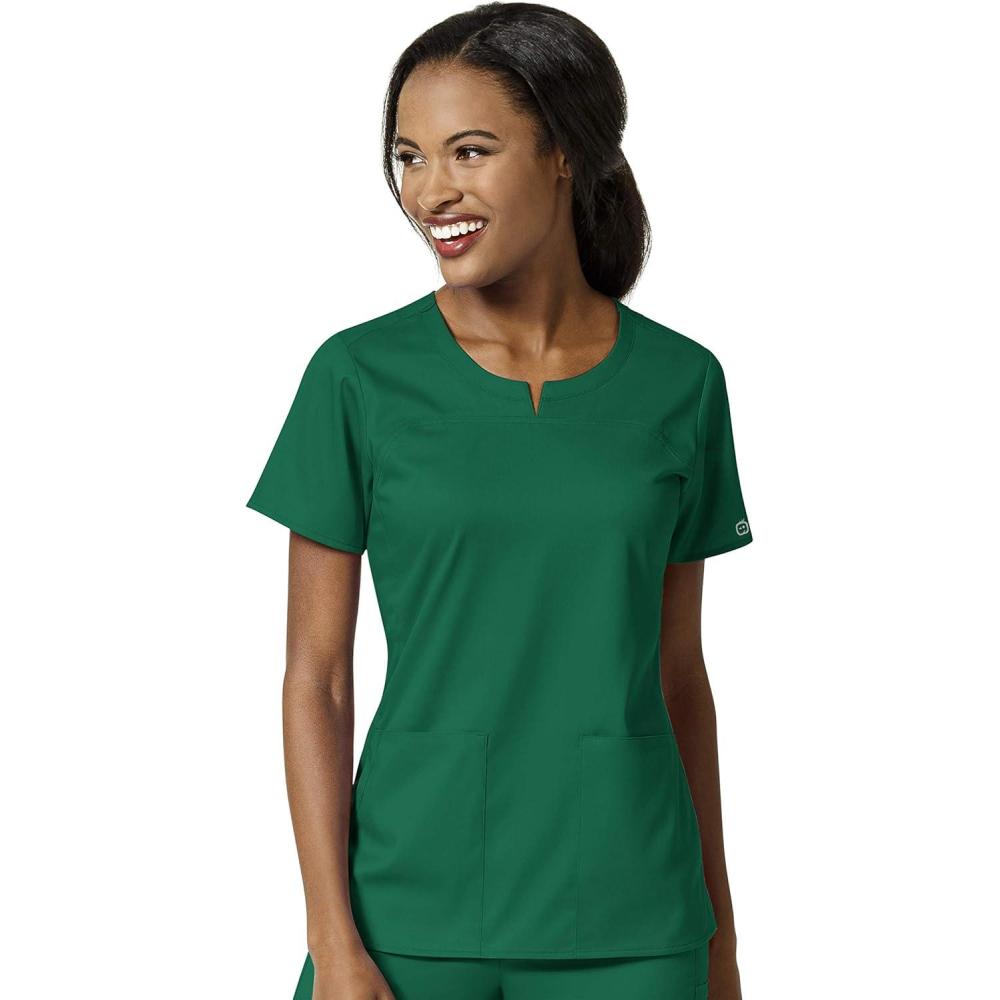 imageWonderWink Womens Womens 4 Pocket Notch Neck Scrub TopHunter