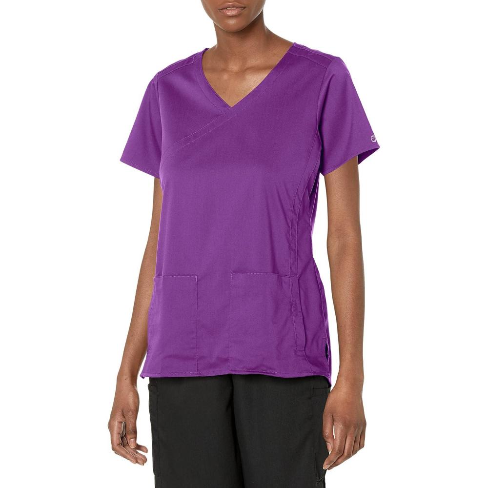 imageWonderWink Womens Womens 4 Pocket Wrap Scrub TopEggplant