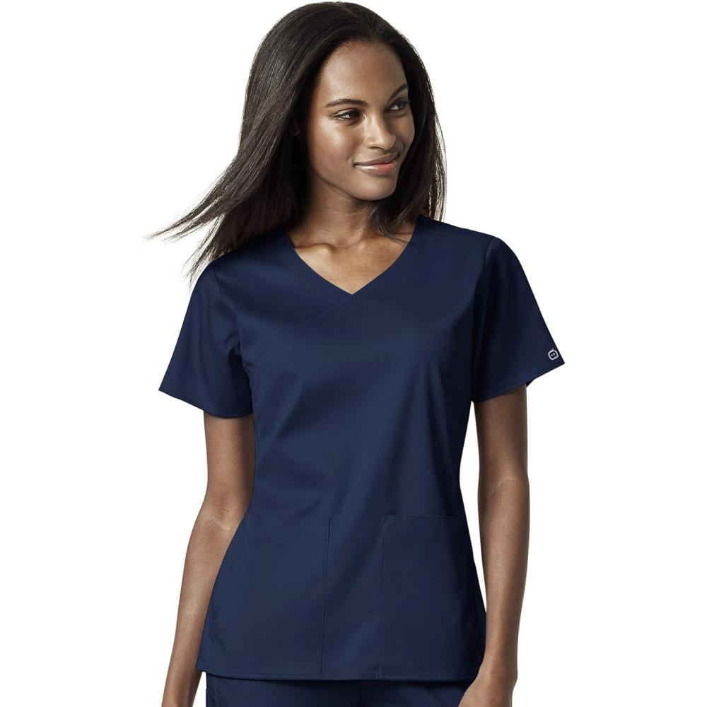 imageWonderWink Womens Womens 4 Pocket Wrap Scrub TopNavy