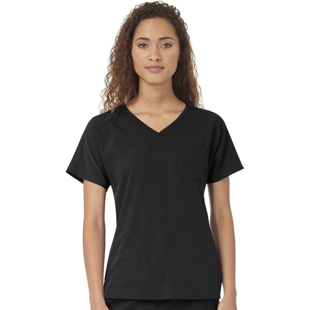 imageWonderWink Womens Womens Dolman 3 Pocket Scrub TopMedical Scrubs ShirtBlack