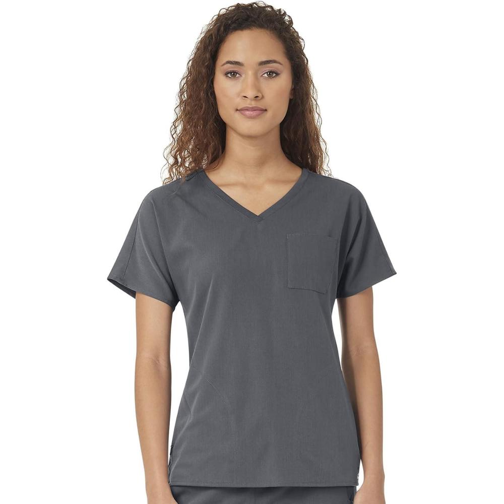 imageWonderWink Womens Womens Dolman 3 Pocket Scrub TopMedical Scrubs ShirtPewter