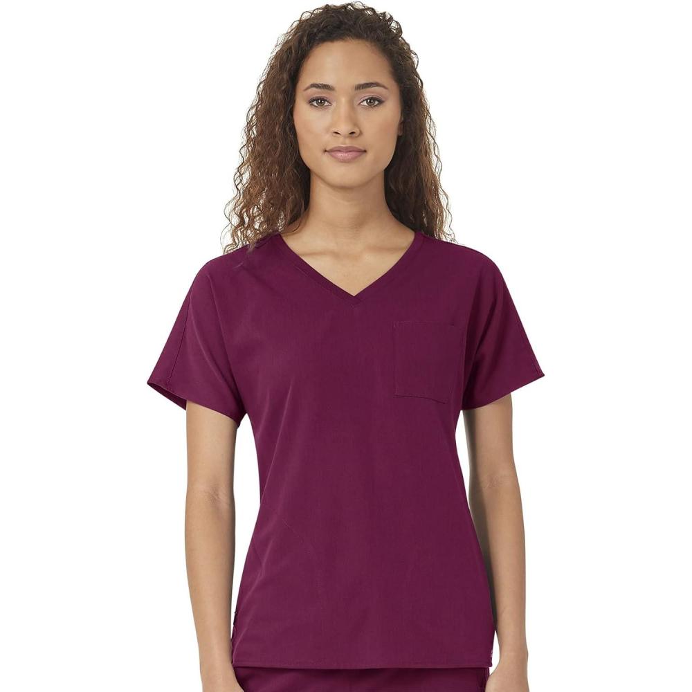 imageWonderWink Womens Womens Dolman 3 Pocket Scrub TopMedical Scrubs ShirtWine