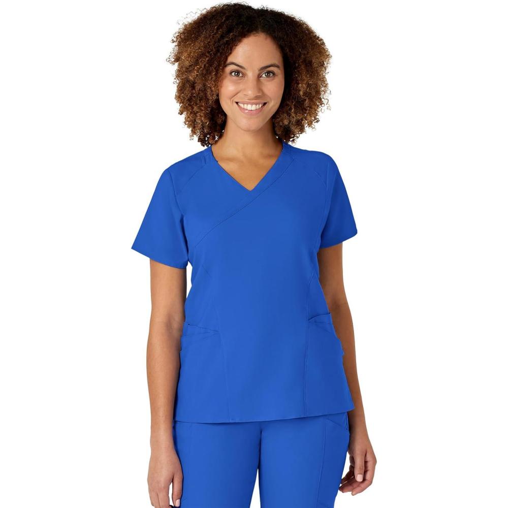 imageWonderWink Womens Womens Mock Wrap Scrub TopRoyal