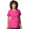 Wink WonderWORK Scrubs for Maternity Mock Wrap Scrub Tops(Fuchsia)