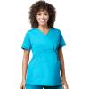Wink WonderWORK Scrubs for Maternity Mock Wrap Scrub Tops(Light Turquoise)