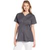 Wink WonderWORK Scrubs for Maternity Mock Wrap Scrub Tops(Pewter)