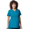 Wink WonderWORK Scrubs for Maternity Mock Wrap Scrub Tops(Teal Blue)