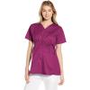 Wink WonderWORK Scrubs for Maternity Mock Wrap Scrub Tops(Wine)