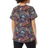 WonderWink Women’s Fitted V-Neck Print Scrub Top(Flor Amor)