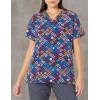WonderWink Women’s Fitted V-Neck Print Scrub Top(Geo Mio)