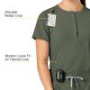 WonderWink Womens Mandarin Collar Tuck-in Top(Olive)