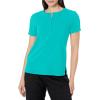 WonderWink Womens Mandarin Collar Tuck-in Top(Teal Blue)