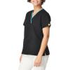 WonderWink Women’s Scrubs Charlie 5 Pocket Y-Neck Wrap Top(Black)