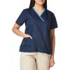 WonderWink Women’s Scrubs Charlie 5 Pocket Y-Neck Wrap Top(Navy)