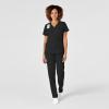 WonderWink Womens Women’s Mock Wrap Scrub Top(Black)