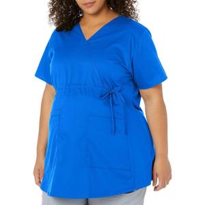 Wink WonderWORK Scrubs for Maternity Mock Wrap Scrub Tops(Royal)