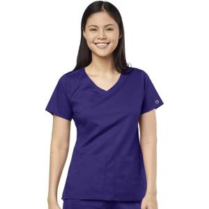 WonderWink Womens 4-Pocket Mock Wrap Top(Grape)