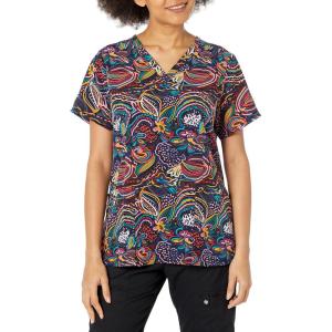 WonderWink Women’s Fitted V-Neck Print Scrub Top(Flor Amor)