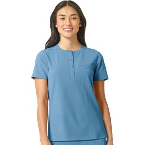 WonderWink Womens Mandarin Collar Tuck-in Top(Bay Blue)