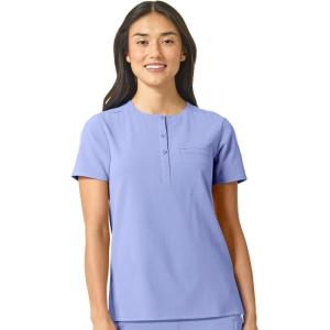 WonderWink Womens Mandarin Collar Tuck-in Top(Ceil Blue)