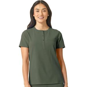 WonderWink Womens Mandarin Collar Tuck-in Top(Olive)
