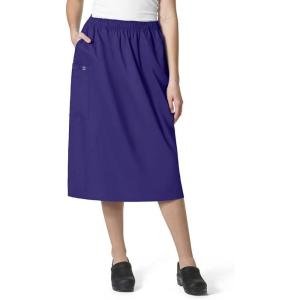 WonderWink Women’s Plus-Size Wonderwork Plus Pull-on Cargo Scrub Skirt(Grape)