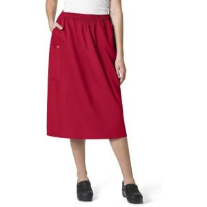 WonderWink Women’s Plus-Size Wonderwork Plus Pull-on Cargo Scrub Skirt(Red)