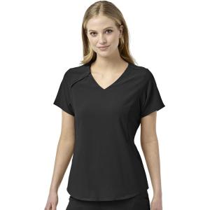 WonderWink Womens Renew Women’s Zip Accent Scrub Top(Black)