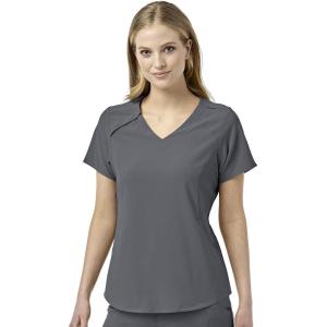 WonderWink Womens Renew Women’s Zip Accent Scrub Top(Pewter)