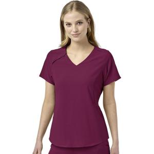 WonderWink Womens Renew Women’s Zip Accent Scrub Top(Wine)