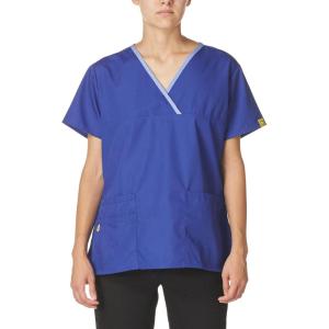 WonderWink Women’s Scrubs Charlie 5 Pocket Y-Neck Wrap Top(Galaxy Blue)