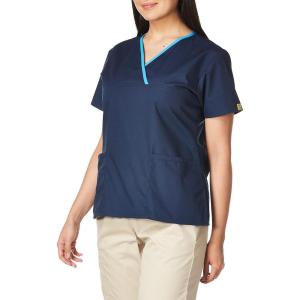 WonderWink Women’s Scrubs Charlie 5 Pocket Y-Neck Wrap Top(Navy)