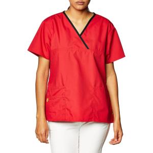 WonderWink Women’s Scrubs Charlie 5 Pocket Y-Neck Wrap Top(Red)