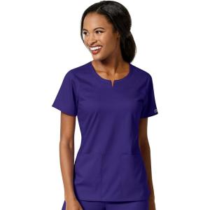 WonderWink Womens Women’s 4 Pocket Notch Neck Scrub Top(Grape)